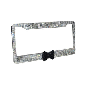 Cute Bow Bling License Plate Frame (2pcs) - Hippo Creation